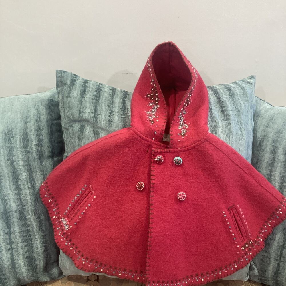 DPAM Poncho 100% Wool For Girl Kid Ages 2 To 3 Years Old